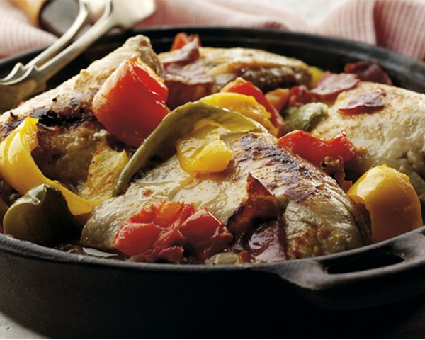 Chicken Stew with Peppers  and Peaches